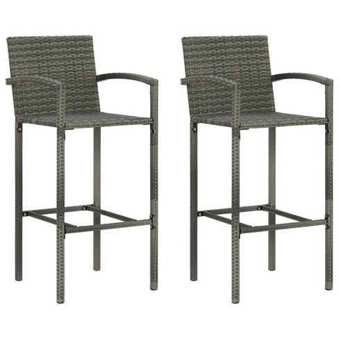 vidaXL Bar Stools 2 pcs Gray Poly Rattan - image 1 of 4