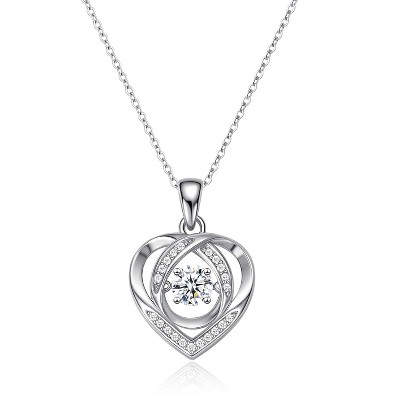 Molenia Moissanite Necklaces for Women, 0.5-1ct D VVS1 Sterling Silver 18k White Gold Plated Lab Moissanite Pendant Jewelry, Anniversary Birthday Gift