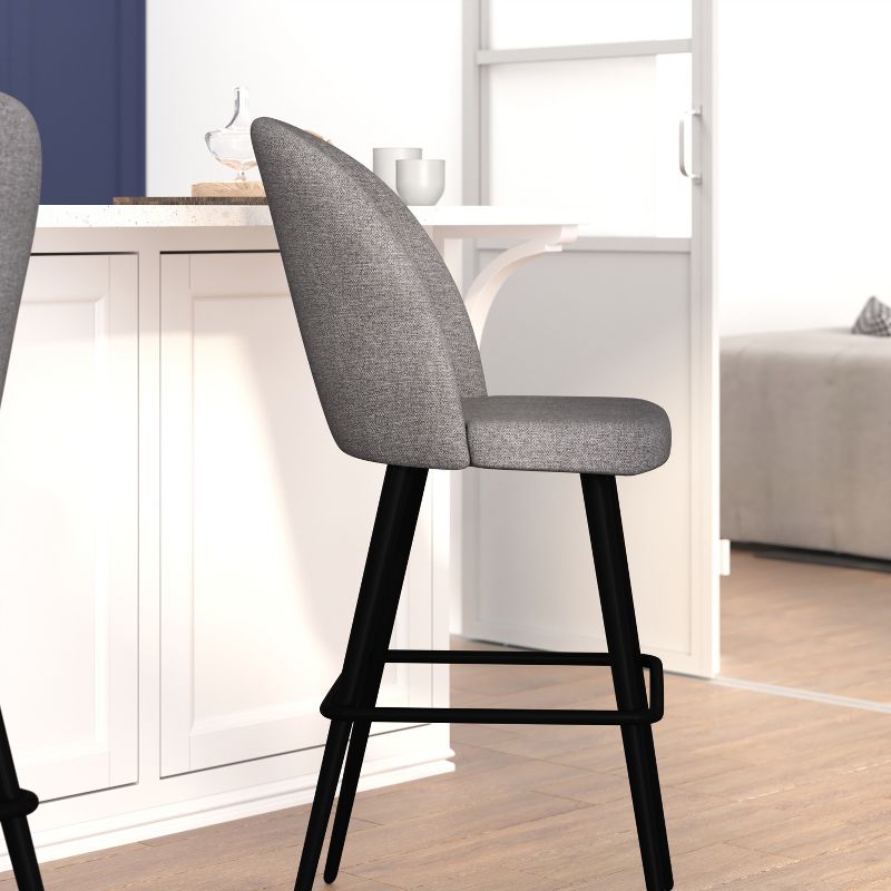 Emma and Oliver Modern Upholstered Dining Stools with Contoured Backs & Powder Coated Steel Legs with Floor Glides - Set of 2, 5 of 12