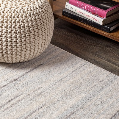 Gray and Cream Reversible Synthetic Stripe Area Rug, 3x5 Feet