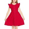 Arshiner Girls Dress Flutter Sleeve A-Line Button Down Sundress Casual Midi Dresses - 2 of 4
