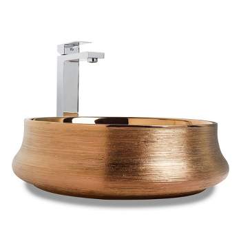 Fine Fixtures Luxury Round Vessel Bathroom Sink - Brushed Bronze