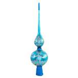 Sbk Gifts Holiday 12.0" Teal Floral And Lace Finail Tree Topper Blue Artic  -  Tree Toppers