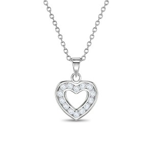 Girls' Open CZ Heart Sterling Silver Necklace - In Season Jewelry - 1 of 4