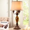 Kathy Ireland Mulholland Traditional Table Lamp 37" Tall Bronze Golden Marbleized with Dimmer White Bell Shade for Bedroom Living Room Bedside Office - 2 of 4