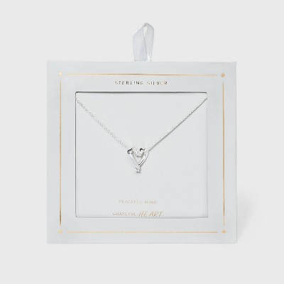 Sterling Silver Open Heart Pendant Necklace - Silver