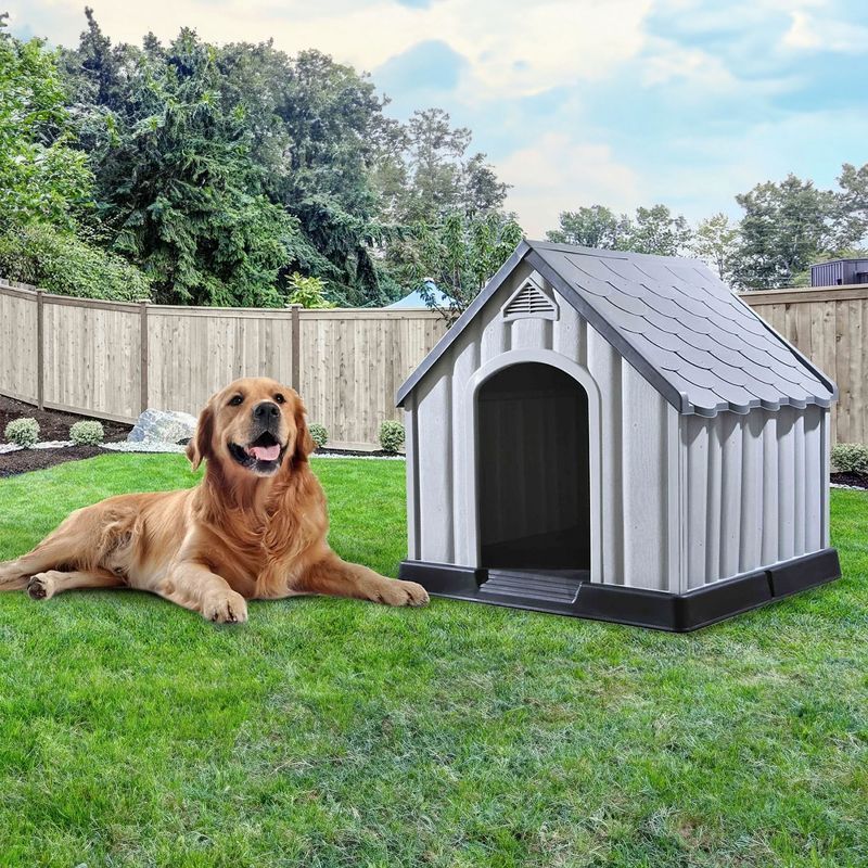 Ram Quality Products Outdoor Pet House Large Waterproof Dog Kennel Shelter, Gray, 4 of 7