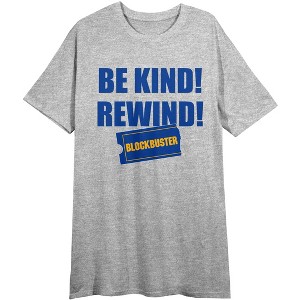 Blockbuster Be Kind Rewind Women’s Heather Gray Graphic Night Shirt - 1 of 2