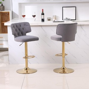 Swivel Bar Stools Set of 2,Modern Counter Height Bar Stools,Velvet Upholstered Bar Chairs for Kitchen Island Bar Dining Room - 1 of 4