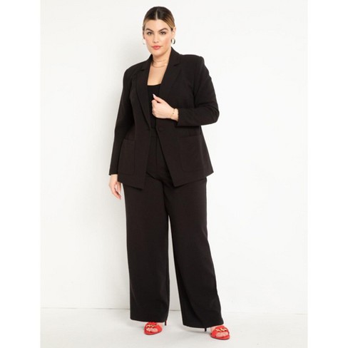 Women's Plus Size High Waist Slant Pocket Straight Tailored Pants