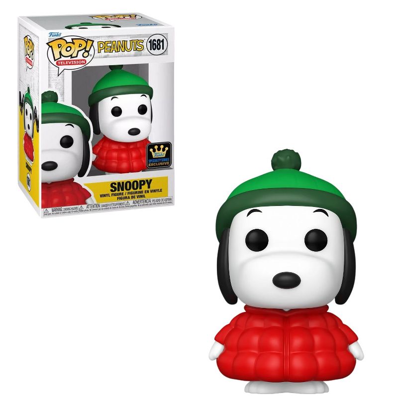 Snoopy Vinyl Figure in Red Puffer Jacket with Green Hat