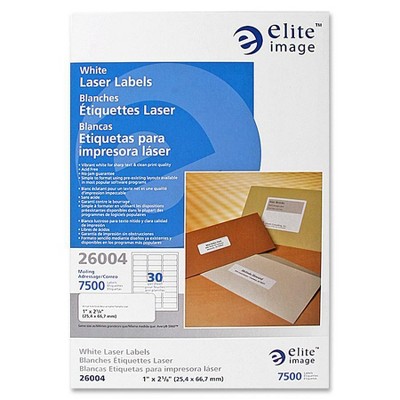 Elite Laser Labels Address 1"x2-5/8" 7500/PK White 26004