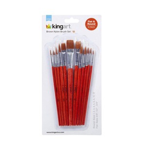 KINGART Brown Nylon Brush Set 12 pc - 1 of 3
