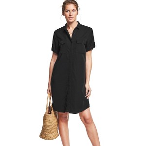 ellos Women's Plus Size Button Front Linen Shirtdress - 1 of 4