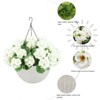 2 Set Artificial Outdoor Geraniums Flowers with White Basket, 12 Pcs Geraniums Flowers for Christmas, Front Porch, Garden, Patio, Home Decor, Pink - 4 of 4