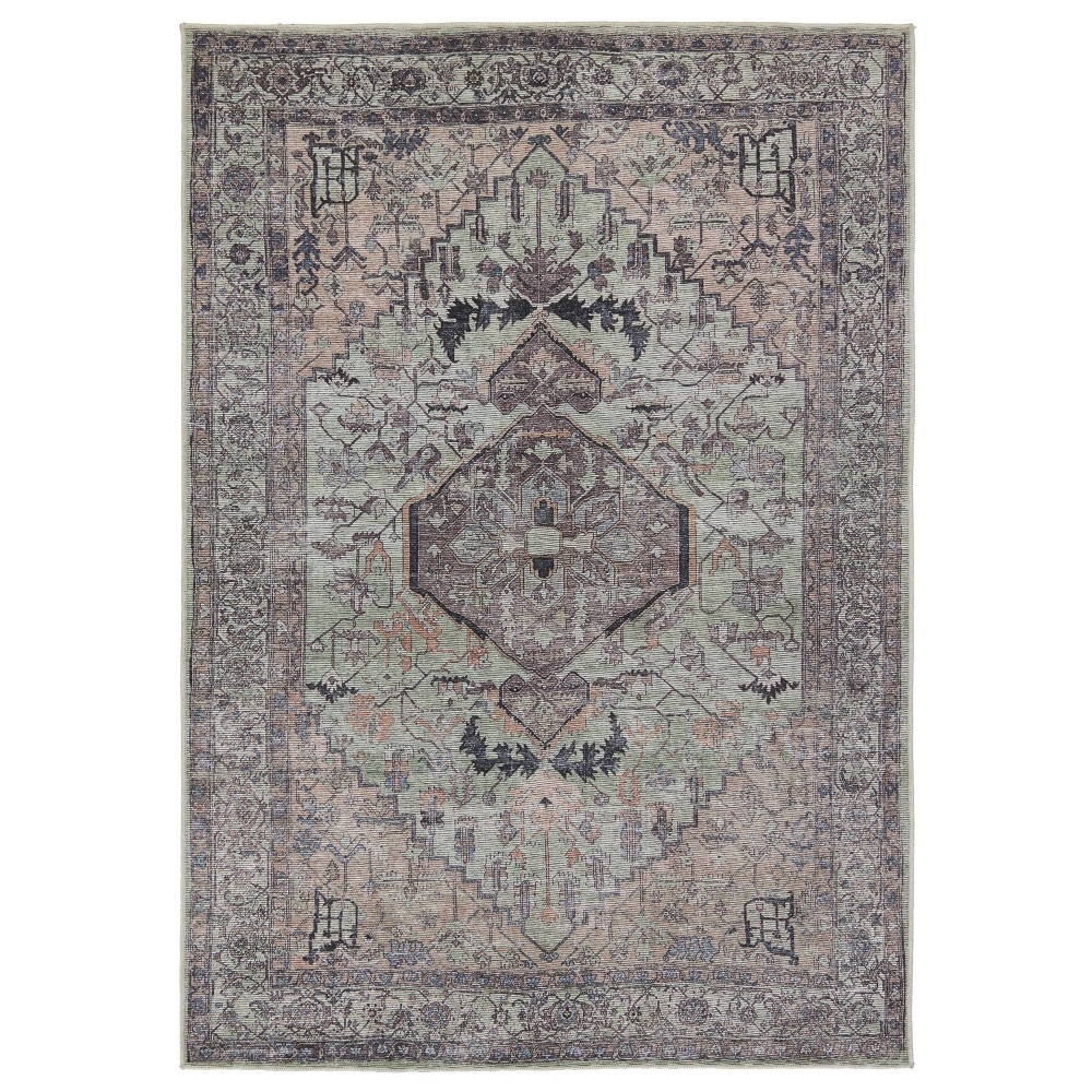 Photos - Area Rug 3'x8' Vibe by Abbott Medallion Runner Rug Green/Dark Brown - Jaipur Living