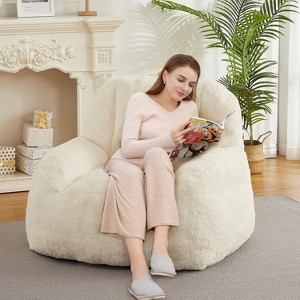 Big Lazy Sofa,Bean Bag Chair, Faux Fur Stuffed Bean Bag Couch with Filler, Bean Bag Chair for Adults, Big Lazy Sofa Floor Sofa with Handle - 1 of 4