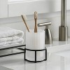 LunaLulinlk Ribbed Glass and Metal Toothbrush Holder, White - 2 of 4