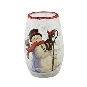 Stony Creek 5.25 In Jolly Snowman Pre-Lit Small Christmas Lighted Glass Accent , Christmas Decor Electric Frosty Winter Green (1PC) - 1 of 3