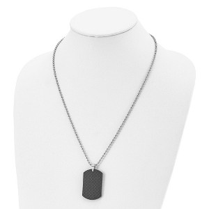 Chisel Stainless Steel Brushed Black Solid Carbon Fiber Dog Tag on a 22" Ball Chain Necklace - 1 of 4