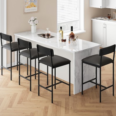 Jojoka Bar Stools Set of 2/4, Counter Height Bar Stools with Back & Upholstered Wider Seat, 25.5" Kitchen Barstools with Footrest for Kitchen