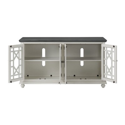 Parisian Antique Market Inspired 63" White and Grey TV Console