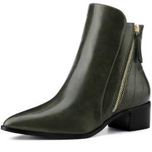 BLISSFUL STEP Women's Classic Low Heeled Pointy Toe Short Ankle Booties - 1 of 3