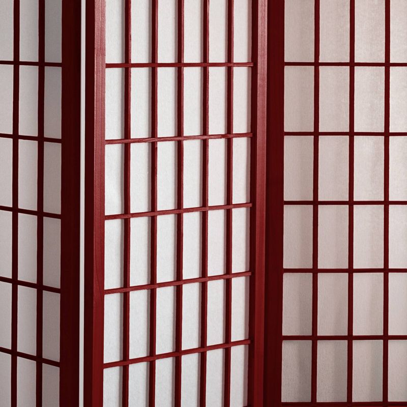 6 ft. Tall Window Pane Shoji Screen - Rosewood (4 Panels), 3 of 6