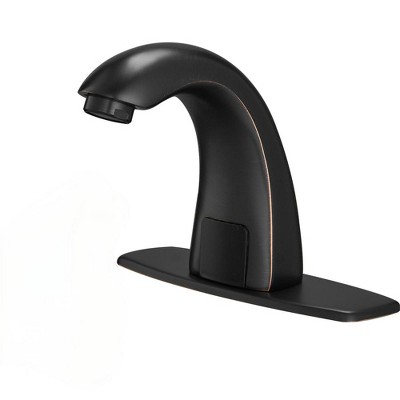 BWE Automatic Sensor Touchless Bathroom Sink Faucet With Deck Plate & Pop Up Drain