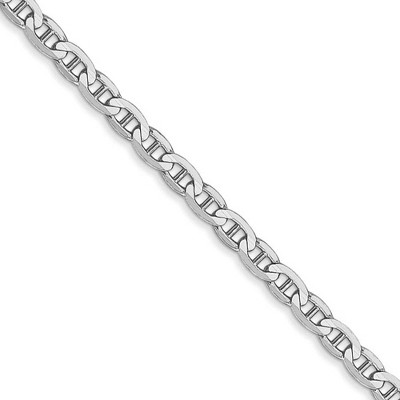Black Bow Jewelry 3mm 14k White Gold Solid Concave Anchor Chain Necklace