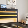Twin Bed Frame Heavy Duty Platform Bed Frame w/ Headboard, USB Charging Station, LED Bed, No Box Spring Needed, Strong Steel Slats, Noise Free, Black - 4 of 4