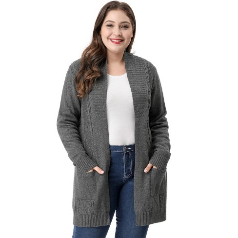 Agnes Orinda Women s Plus Size Winter Outerwear Open Front Knit