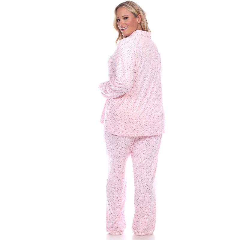 Women's Plus Size Long Sleeve Pajama Set - White Mark, 3 of 4
