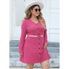 Clearlove Womens Plus Size Long Sleeve Fall Dresses V Neck Button Casual Badydoll Knit Sweater Dress - 2 of 4