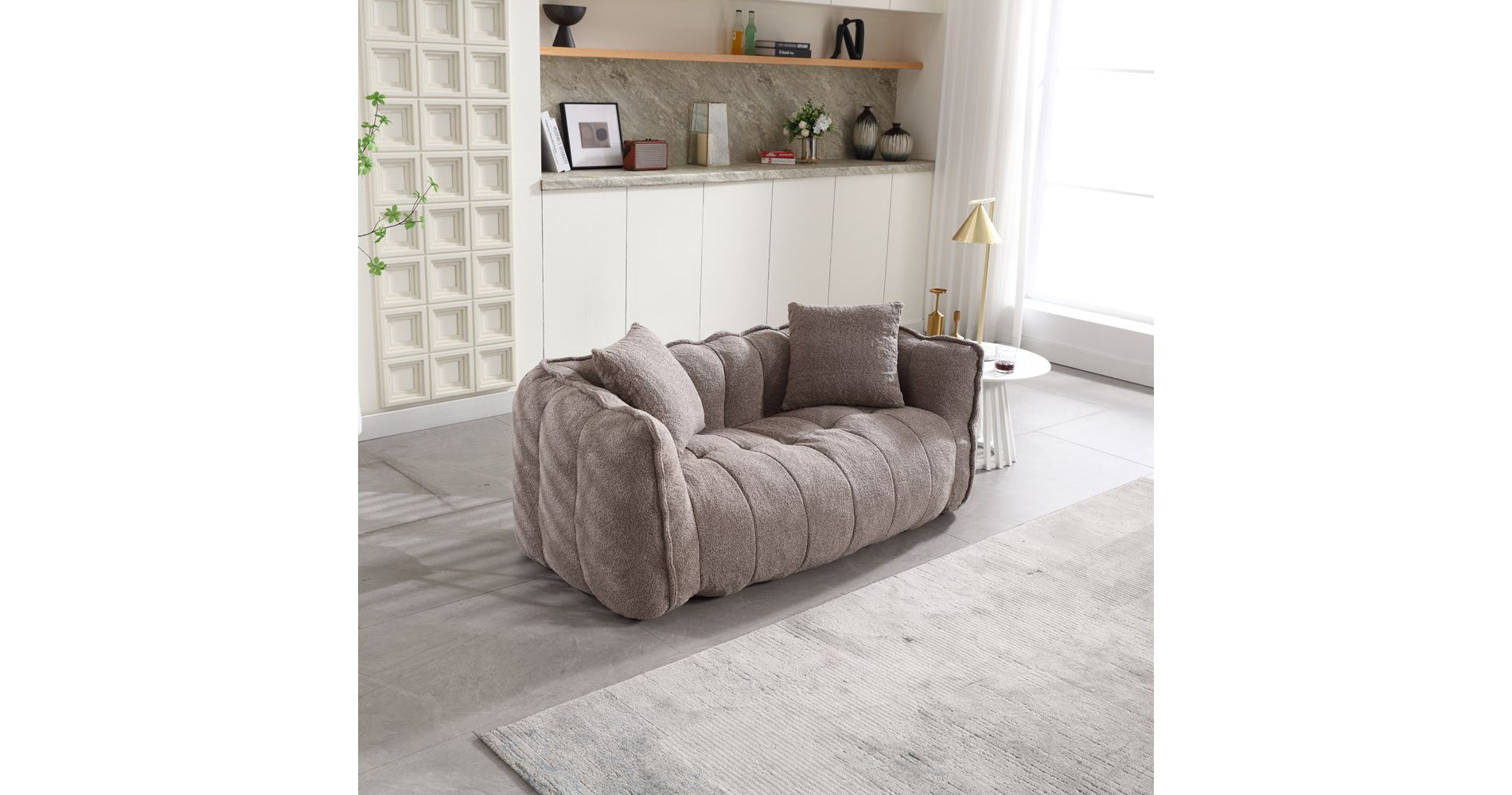 LOVMOR 66.14"Soft beanbag chair with high resilience foam core for two people,Brown