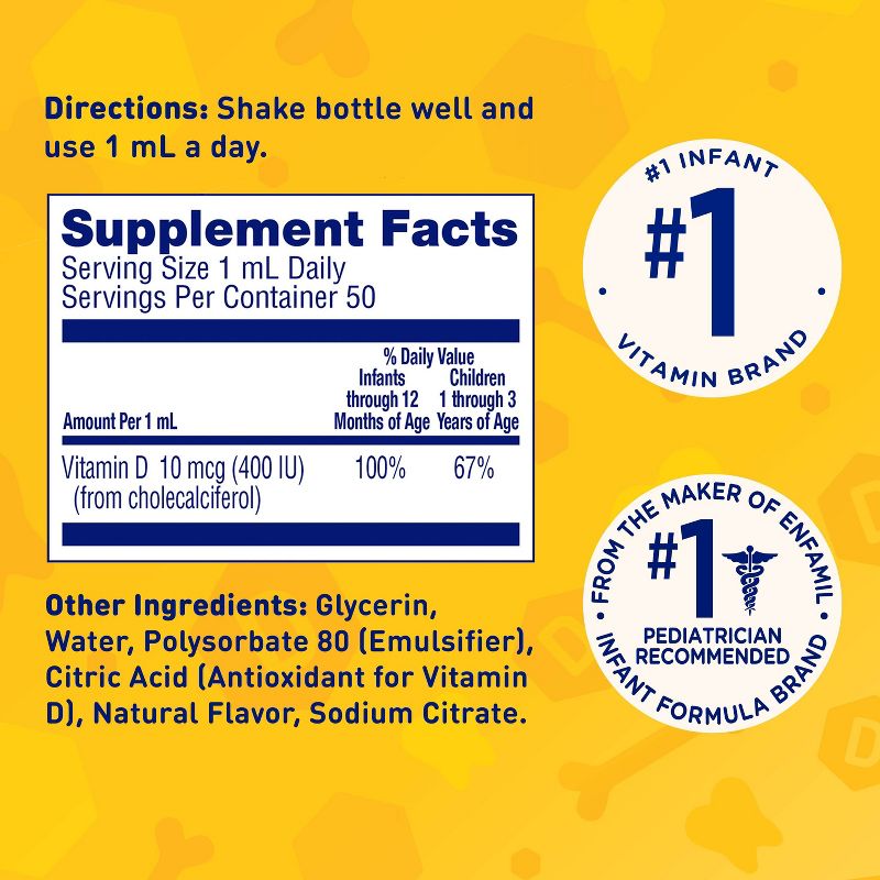 Enfamil D-Vi-Sol Infant Vitamin D Dietary Supplement Liquid Drops - 1.69oz, 2 of 12