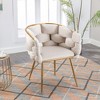 Modern Velvet Upholstered Accent Chairs with Gold Metal Legs, Turquoise Set of 2 Leisure Vanity Chairs for Bedroom - 2 of 4