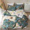Green and White Floral Duvet Cover King 100 Cotton Reversible Bedding Set with Pillowcases and Zipper Closure - 3 of 4