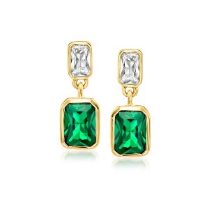 Pure Collection by Ross-Simons 1.80 ct. t.w. Lab-Grown Emerald and White Sapphire Drop Earrings in 18kt Gold Vermeil - 1 of 4