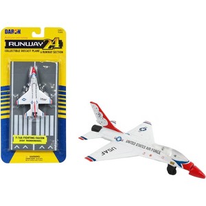 General Dynamics F-16 Fighting Falcon Fighter Aircraft White with Runway Section Diecast Model Airplane by Runway24 - 1 of 3