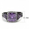 Slickblue Women's IP Black Stainless Steel Ring with Amethyst CZ - Three-Stone Design - February Birthstone - Size 5-10 - 2 of 4