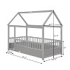 Cesicia Floor Wooden Bed with House Roof Frame, Fence Guardrails - 4 of 4