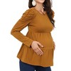 Maternity Shirts Women's Puff Long Sleeve Crew Neck Pleated Layering Flowy Ruffled Tops Summer Spring Casual Pregnancy Tops - 3 of 4