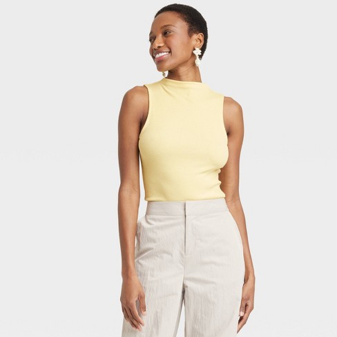 Women's Slim Fit Ribbed Tank Top - A New Day™ Yellow M : Target