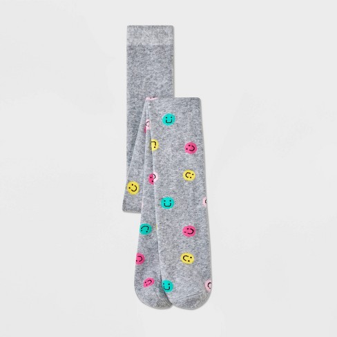 Girls' Cotton Smile Tights - Cat & Jack™ Gray S