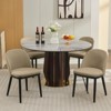 Mid-Century Modern Dining Chair - Curved Upholstered Back & Rubberwood Legs, Armless Kitchen Side Chairs for Home Cafes/Compact Dinettes - 4 of 4