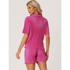 cheibear Women's Pleated Short Sleeve Button Down Outfits Set Casual Loungewear - 3 of 4