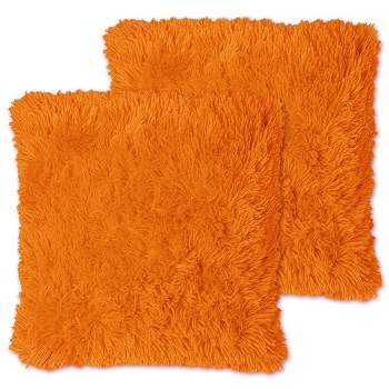 Very Soft & Comfy Plush Long Faux Fur 18" x 18" Throw Pillows 2 Pack