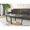 Ren Home Nessa Oval Coffee Table with Glass Top, Oak - 3 of 4