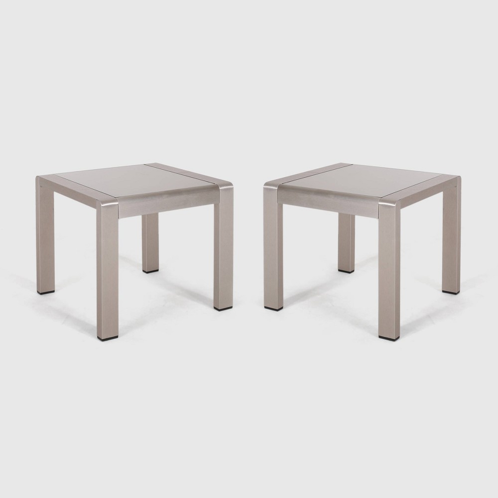 Photos - Garden Furniture Cape Coral 2pk Aluminum Patio Side Table Gray / Silver - Christopher Knigh